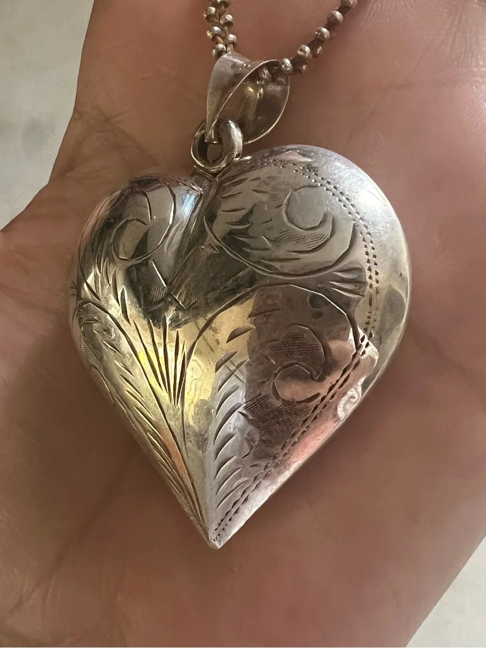 Vintage Sterling Silver Oversized 2” Puffy Heart Necklace 925 Statement 22g - Picture 3 of 16